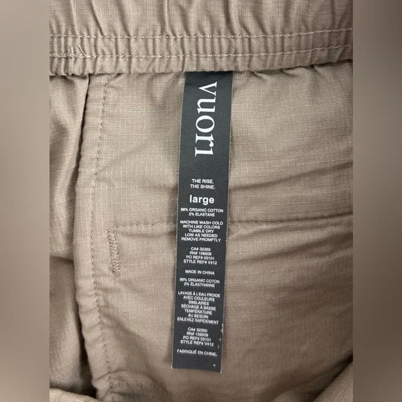 Vuori Mens Large Ripstop Climber Pants Stretch Waist Beige Casual Comfort EUC